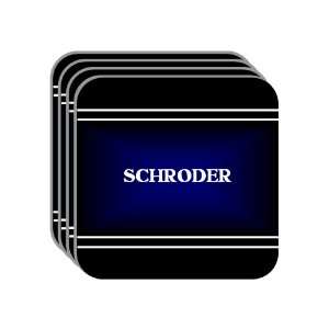 Personal Name Gift   SCHRODER Set of 4 Mini Mousepad Coasters (black 