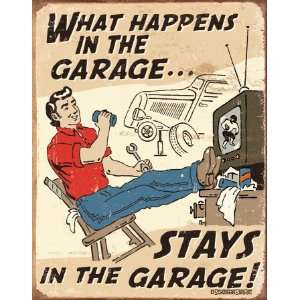  Schonberg   Happens in Garage Metal Tin Sign , 12x16