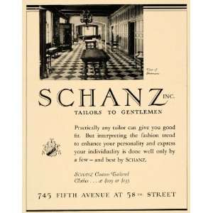 1936 Ad Schanz Clothing Gentlemen Apparel Fashion NY   Original Print 