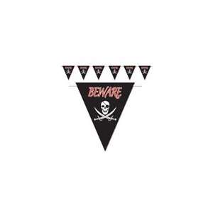  BEWARE PIRATE PENNANT BANNER