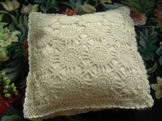 Lovely Vintage Style Hand Crochet Cushion Cover Cream  