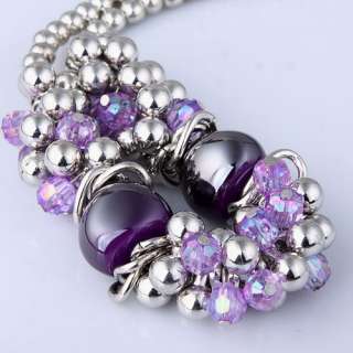   ethnic alloy bead cluster amethyst costume necklace women fashion 4N3
