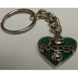  I Love Soccer with Colored Heart Keychain Key Chain 