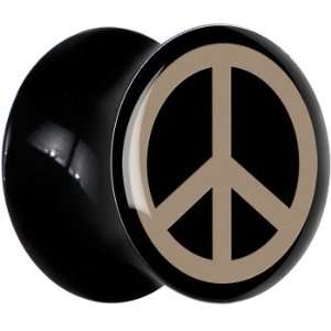  20mm Black Acrylic Peace Sign Saddle Plug Jewelry