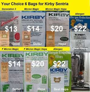 Kirby Sentria G10D Vacuum Bags & Belts Scent Tablets  