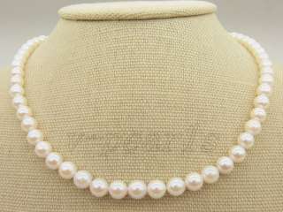 PROMOTION WHITE AKOYA SALTWATER PEARLS NECKLACE 17 14K  