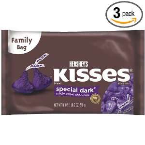 Hersheys Kisses, Special Dark Chocolate, 18 Ounce Bags (Pack of 3 