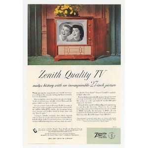   1952 Zenith Quality TV Sovereign Television Print Ad