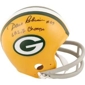 Dave Robinson Green Bay Packers Autographed Mini Helmet with SB I, II 