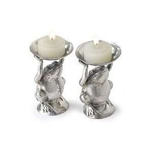   plated candleholders, Frogs Light Offering (pair)