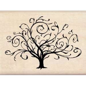  Inkadinkado Wood Stamp, Flourished Fall Tree Arts, Crafts 