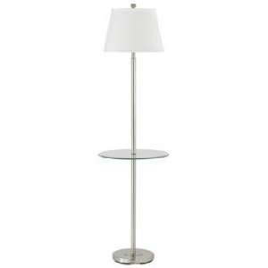  Andros Brushed Steel Finish Glass Tray Floor Lamp