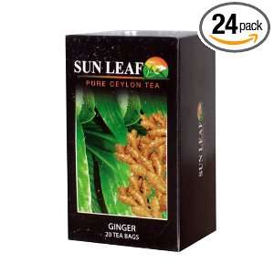 Sun Leaf Ginger Tea, 20 Count Sachet Tea Bags (Pack of 24)  
