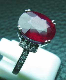 37CT SOLID 14K WHITE GOLD NATURAL SPARKLY RUBY DIAMOND RING  