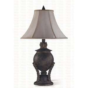  Set of 2 Table Lamps with Sculpted Base in Dark Finish 