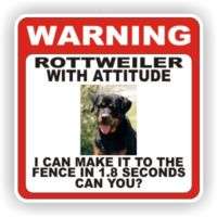 ROTTWEILER DOG WARNING SIGN FENCE 12 X 12 POLY STYRNE  