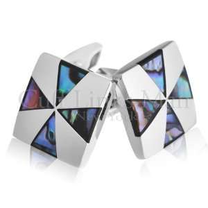  Stunning Abalone Triangle Cross Cufflinks CL 0082 Jewelry