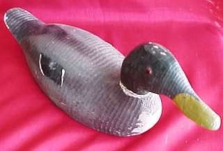 Old Vintage   Wooden   Duck Decoy   Glass Eyes   Hollowed Out Bottom 