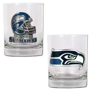  Seattle Seahawks 2pc Rocks Glass Set   Primary Logo 