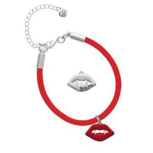   Vampire Lips Charm on a Scarlett Red Malibu Charm Bracelet Jewelry