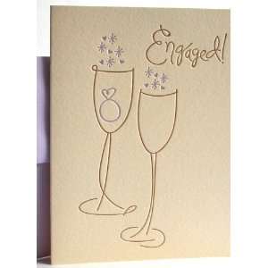  deluce design champagne engagement letterpress card NEW 