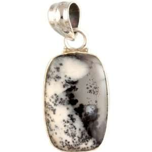  Dendrite Opal Rectangular Pendant   Sterling Silver 