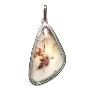 Genuine Dendritic Agate and Sterling Silver Medium Gorgeous Pendant 