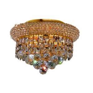 /RC Primo 7 Inch High 3 Light Flush Mount, Gold Finish with Crystal 