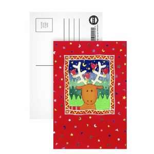  Reindeer and Robins by Cathy Baxter   Postcard (Pack of 8 