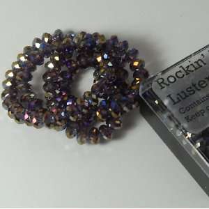  Purple Ab Luster Crystal Glass Faceted Fluted Machine Cut Rondelle 