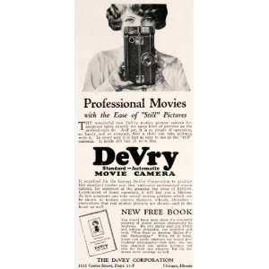 1926 Ad Antique DeVry Automatic Movie Camera Camcorder 
