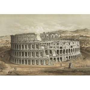   Vintage Cityscape Poster   Coliseum at Rome 24 X 16.5 