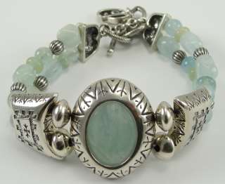 Sterling Bracelet Carolyn Pollack Desert Dusk Milky Aquamarine Bead 