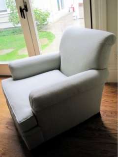   Lauren Soft Pale Blue Gray Designer Armchair Arm Chair Down  