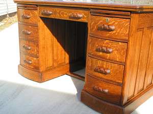 American Quartersawn Oak Raised Panel Flattop Desk  