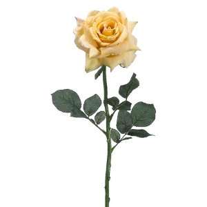   12 Artificial Yellow Diana Rose Silk Flower Stems 26