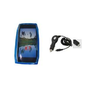 Mobile Palace  Blue Gel skin case cover pouch holster with car charger 