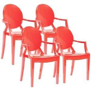  Set of 4 Zuo Anime Red Dining Chairs