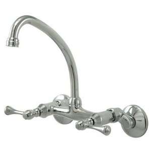 Elements of Design Wall Mount Kitchen Faucet with Metal Lever Handles 