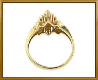 14K Solid Yellow Gold Blue Sapphire & Diamond Ring  