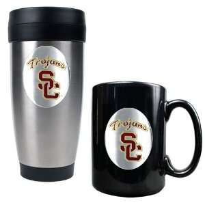 USC Trojans NCAA Stainless Travel Tumbler And Ceramic Mug 