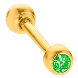    Emerald Elegant 14K Yellow Gold Cartilage Stud Earring Jewelry