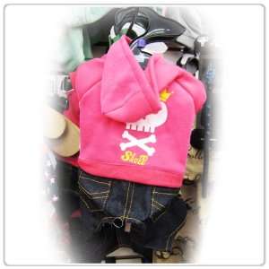  Pet Dog Clothing Cute One Piece Pink Shirt and Jeans Small 