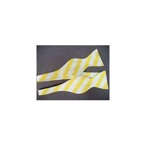   Woven Silk Yellow & White Stripe Self Tie Bow Tie 