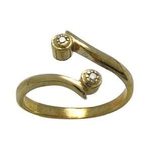   Double Genuine Diamond Wrap Around 14K Yellow Gold Toe Ring Jewelry