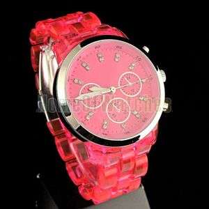 Lady Girls Womens New Crystal Red Quartz Fashion Wrist Watches  