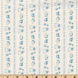  44 Wide Nursery Time Collection Baby Boy Stripe Blue/White Fabric 