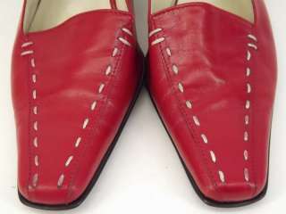 Womens shoes red leather Franco Sarto 6 M slingback heel pump  