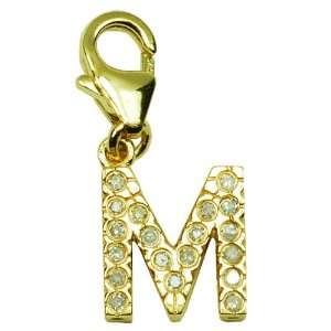  14K Yellow Gold Diamond Initial M Charm Jewelry