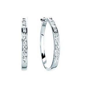   Gold 0.25cttw Any Day Perfect Channel Set Round Diamond Hoop Earrings